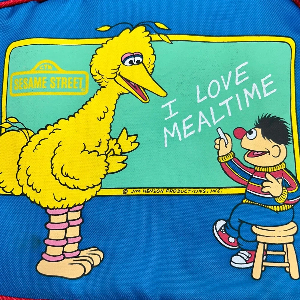 Aladdin Sesame Street Lunch Box Kids OS Blue NWT Vintage Big Bird Ernie Thermos
